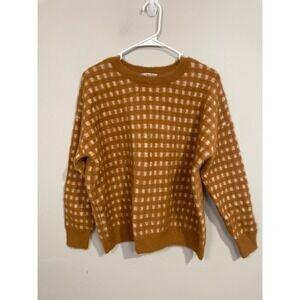 FRNCH Paris Checkered Crewneck Sweater Brown/Tan Size Small/Medium